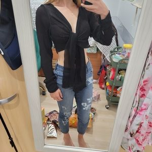 Black Tie Long Sleeve Top